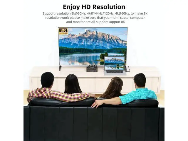 Alt view image 4 of 7 - 4-Port Dual HDMI KVM Switch 8K@60Hz 4K@144Hz, USB3.0 with EDID Emulator