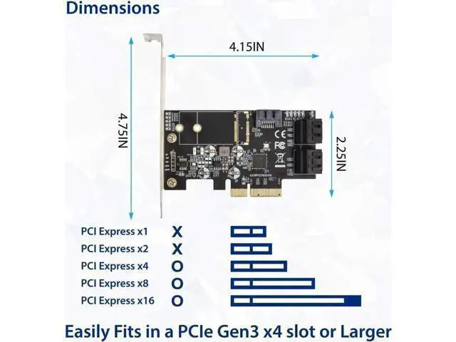 Alt view image 5 of 6 - 5 Port PCIe X4 SATA 3.0 Non-RAID Controller Card Model SI-PEX40139 with JMB585 Chipset, 6Gbps Storage Adapter for SSD & HDD, Low Profile Bracket Included