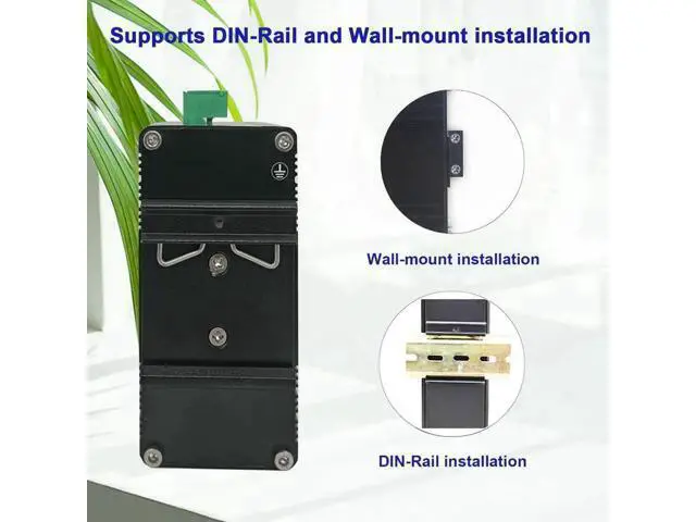 Alt view image 4 of 7 - 10 Port Industrial Hardened Gigabit Ethernet Switch, Compact 10/100/1000BASE-T RJ45 Network Switch with Auto-MDI/MDI-X, 12-48VDC Wide Voltage Power Input, Supports Half/Full Duplex