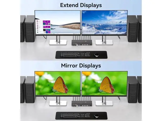 Alt view image 6 of 7 - 4-Port HDMI2.1+DP1.4 Dual Monitor USB3.0 KVM Switch, 8K@60Hz, 4 USB3.0 Ports with IR Remote Control