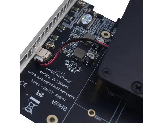 Alt view image 4 of 7 - 4 Port PCIe 4.0 x16 M.2 NVMe Adapter Card, M Key M.2 SSD Expansion Card Supports 2230/2242/2260/2280 NVMe Drives with Silent DC Brushless Cooling Fan