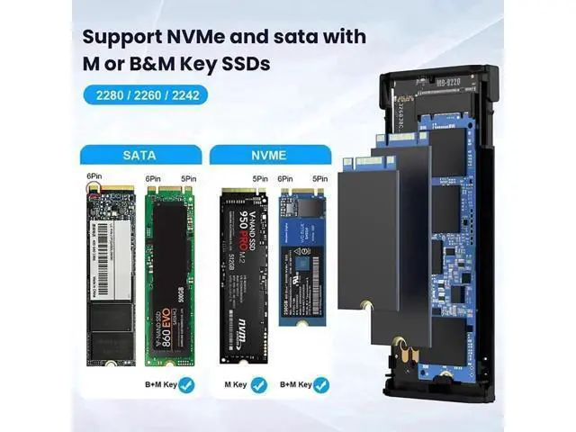 Alt view image 7 of 7 - RTL9220 Chip Type-C USB3.2 Gen2x2 USB4 20Gbps M.2 SSD Enclosure, M-Key NGFF NVMe & SATA Dual Protocol PCBA Adapter Fits 2242/2260/2280mm SSD