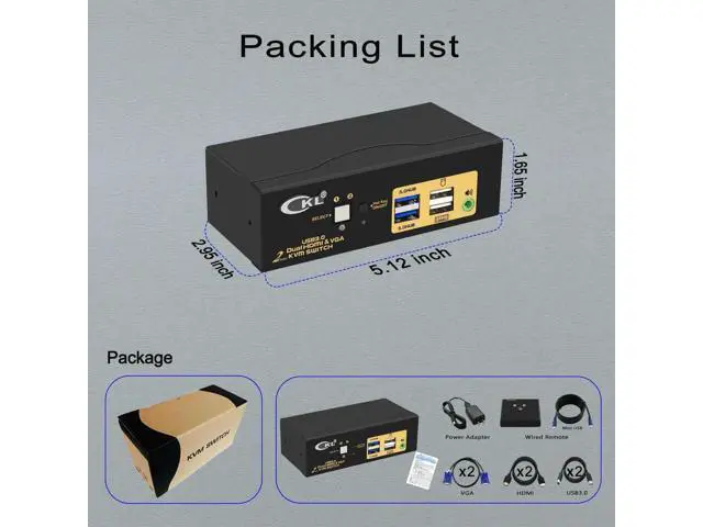 Alt view image 5 of 7 - CKL 2-Port Dual Monitor KVM Switch (HDMI+VGA), 4K for 2 PCs 2 Displays