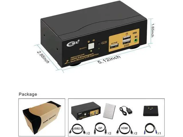 Alt view image 4 of 7 - CKL 2-Port Dual Monitor KVM Switch (HDMI+DP), 4K for 2 PCs 2 Screens