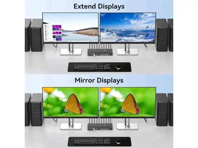 Alt view image 2 of 7 - 4-Port Dual Monitor HDMI2.1+DP1.4 KVM Switch, 8K@60Hz, 4 USB3.0 Ports with IR Remote Control