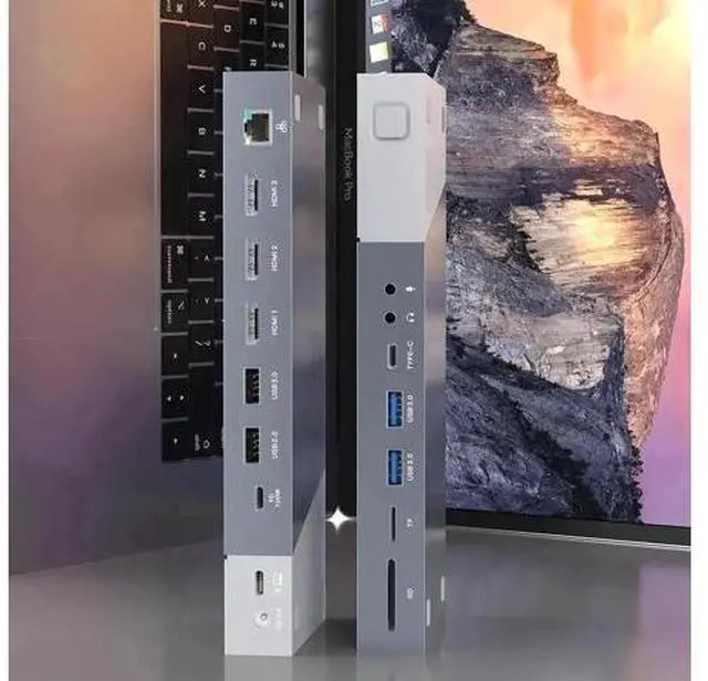 Main image of 15-in-1 DisplayLink USB C Docking Station Triple HDMI for M1/M2/M3 MacBook, 100W PD Charging Dock with RJ45 Ethernet, Dual USB-A, Dual Type-C, SD TF Reader, 3.5mm Audio Mic Port, Multi Monitor Laptop