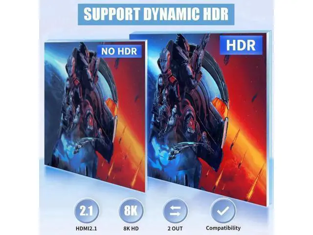 Alt view image 2 of 7 - 2x2 HDMI 2.1 Matrix Switch with IR Remote Control, 2 In 2 Out 8K@60Hz 4K@120Hz Video Splitter Converter HDCP2.3 HDR10 HDR10+ 3D