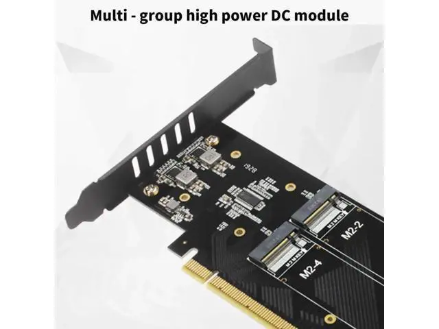 Alt view image 2 of 7 - iHyper PCIe 4.0 x16 to 4 M.2 NVMe Expansion Card, M Key 2280 SSD Adapter, 32Gbps Per Slot, VROC & NVMe RAID Supported