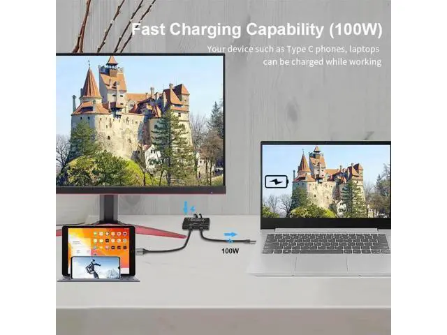 Alt view image 3 of 7 - Bi-Directional USB-C 3.1 Switch 8K@30Hz 4K@120Hz, 100W PD Charging & 10Gbps Data Transfer Multi-Function Type-C Splitter Converter