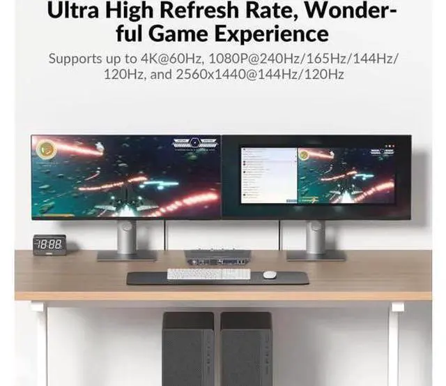 Alt view image 5 of 7 - AV Access 2-Port Dual Monitor USB 3.0 KVM Switch, 4K@60Hz, EDID Emulation & Hotkey Switch for Gaming & Workstation