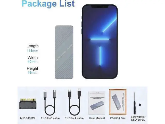 Alt view image 5 of 7 - USB C 3.2 SSD Enclosure for 12+16 Pin 20132017 Mac Original SSD, Aluminum External Adapter for MacBook Air/Pro Retina, Mac Pro & iMac, Convert Old Apple AHCI Flash SSD to Portable Drive