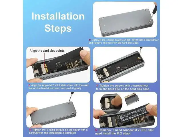 Alt view image 6 of 7 - USB C 3.2 SSD Enclosure for 12+16 Pin 20132017 Mac Original SSD, Aluminum External Adapter for MacBook Air/Pro Retina, Mac Pro & iMac, Convert Old Apple AHCI Flash SSD to Portable Drive