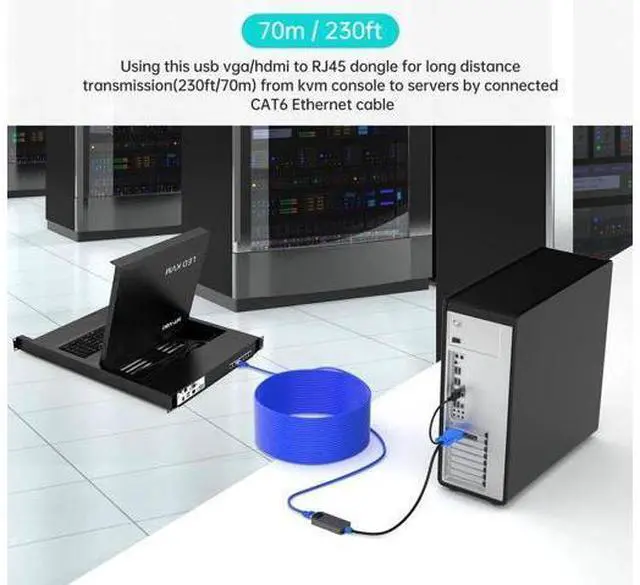 Alt view image 3 of 5 - MT-VIKI 4-Pack USB VGA over RJ45 Extender Dongles, Compatible with MT-VIKI 1708MS-IP CAT6 IP KVM Switch, Max Extension Distance 230ft/70 Meters