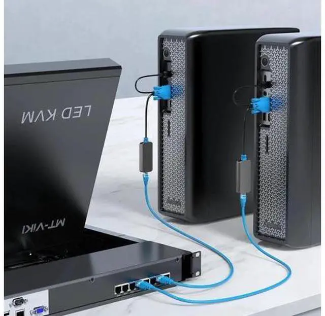 Alt view image 5 of 5 - MT-VIKI 4-Pack USB VGA over RJ45 Extender Dongles, Compatible with MT-VIKI 1708MS-IP CAT6 IP KVM Switch, Max Extension Distance 230ft/70 Meters