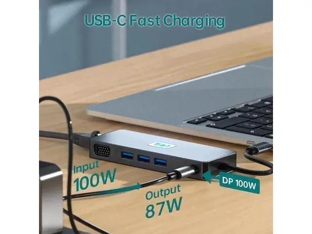 Alt view image 5 of 7 - 11 in 1 USB C Triple Display Docking Station, Multiport Adapter with DP+HDMI+VGA, Gigabit Ethernet, 100W PD, 3×10Gbps USB3.2, SD TF Card Reader & Audio Jack for Type-C Laptops
