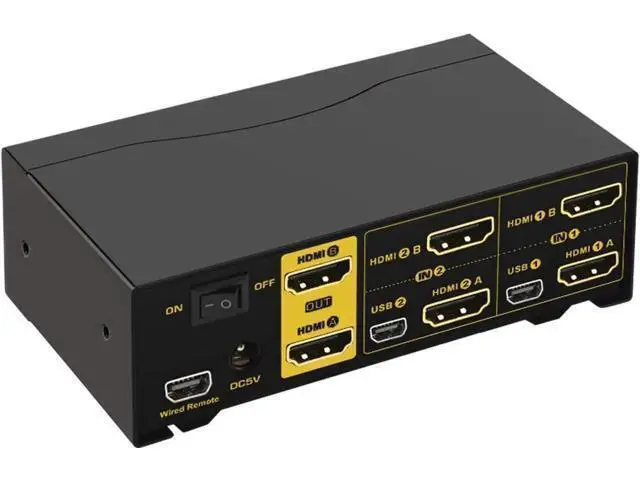 Alt view image 7 of 7 - CKL 2-Port Dual HDMI KVM Switch 2x2, 4K@60Hz, Dual Monitor Selector with Audio & Dual USB 2.0 Hubs for 2 PCs