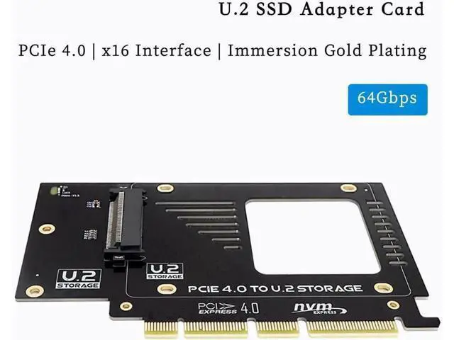 Alt view image 5 of 5 - PCIe 4.0 X16 to U.2 NVMe SSD Adapter Card with Enclosure, 32Gbps/64Gbps High Speed U.2 Expansion Card, Compatible with PCIe X4/X8/X16 Desktop Slots