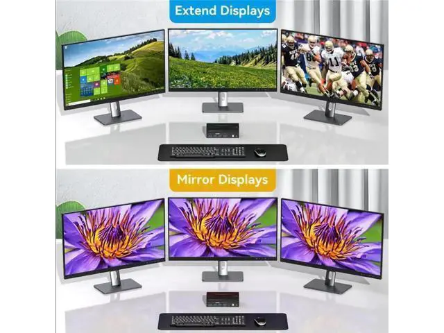 Alt view image 7 of 7 - 2-Port Triple Monitor KVM Switch (2DP+1HDMI), 8K@60Hz / 4K@144Hz, 4 USB3.0 Ports