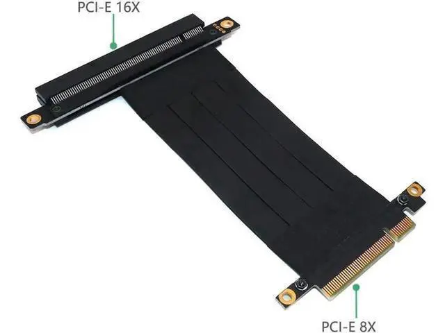 Alt view image 5 of 6 - PCIe X8 to X16 Mining Riser Extension Cable, Gold-Plated PCI Express Slot Extender Adapter for BTC GPU Mining Rig
