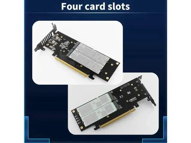 Alt view image 5 of 7 - iHyper PCIe 4.0 x16 to 4 M.2 NVMe Expansion Card, M Key 2280 SSD Adapter, 32Gbps Per Slot, VROC & NVMe RAID Supported