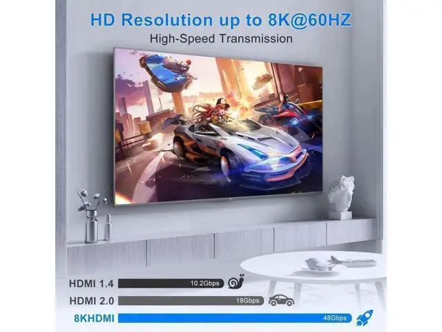 Alt view image 6 of 7 - 5 in 1 Out 8K HDMI 2.1 Switch with IR Remote, 48Gbps High Speed HDMI Switcher Selector Supports 8K@60Hz, 4K@120Hz, HDR, HDCP 2.3, Dolby Vision for PS5/PS4/PS3, Xbox, DVD, Blu-ray Player, PC, UHD HDTV