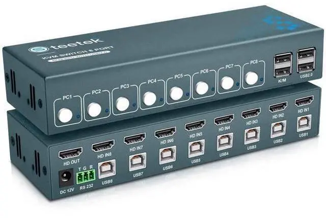 Main image of 8-Port Single HDMI USB2.0 KVM Switch, 4K@30Hz with EDID Adaptive Function