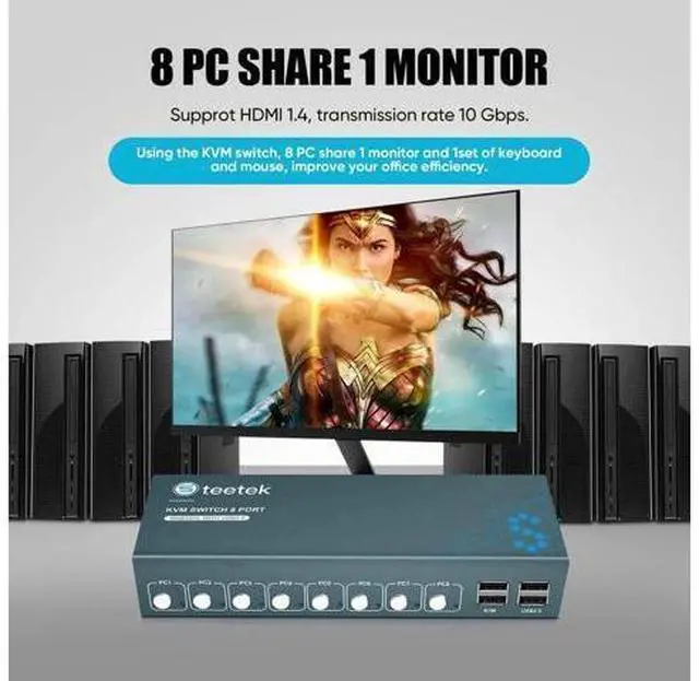 Alt view image 5 of 7 - 8-Port Single HDMI USB2.0 KVM Switch, 4K@30Hz with EDID Adaptive Function