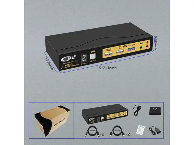 Alt view image 2 of 7 - CKL 2-Port HDMI 2.1 KVM Switch, 8K, for 2 PCs Share 1 Monitor with EDID Emulation