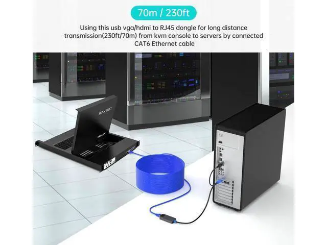 Alt view image 4 of 6 - MT-VIKI 4-Pack USB HDMI over RJ45 Extender Dongles, Compatible with MT-VIKI CAT6 KVM Switches (1708MS-IP / 1708MS), Extend KVM Console to Servers Up to 230ft (70m)