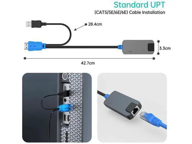 Alt view image 6 of 6 - MT-VIKI 4-Pack USB HDMI over RJ45 Extender Dongles, Compatible with MT-VIKI CAT6 KVM Switches (1708MS-IP / 1708MS), Extend KVM Console to Servers Up to 230ft (70m)