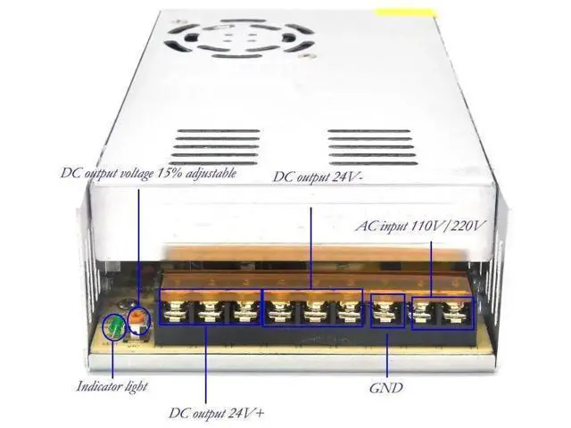 Alt view image 6 of 7 - 360W DC24V 15A Switching Power Supply, AC110/220V Input Regulated Transformer for LED CCTV PC Project