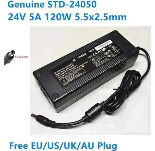 Main image of 24V 5A 120W AC DC Power Adapter 5.5x2.5mm Plug Replacement STD-24050 Power Supply Charger for TECH Equipment, 3D Printer, LED Strip, Industrial Monitor, Drawing Display