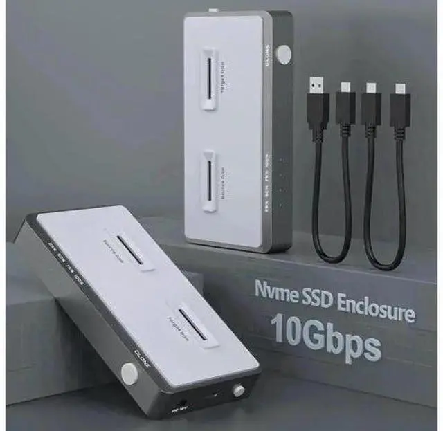 Main image of Tool-Free Dual-Bay M.2 NVMe SSD Docking Station, 10Gbps Offline Clone Duplicator, USB-C Connection, Supports M Key PCIe 2242/2260/2280/22110 M.2 SSD