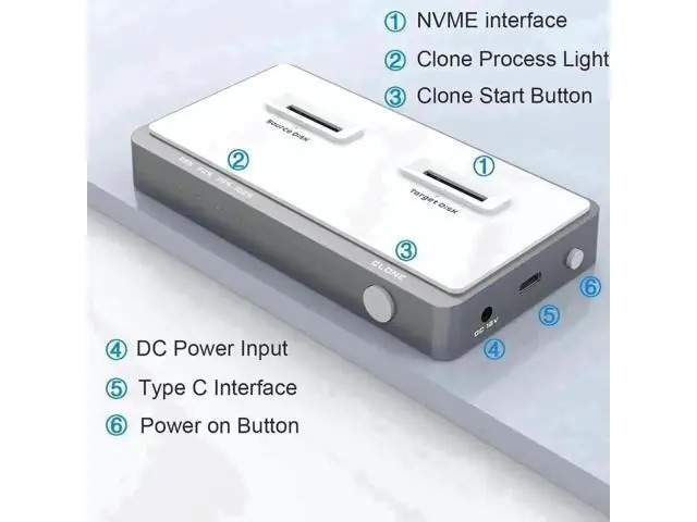 Alt view image 2 of 7 - Tool-Free Dual-Bay M.2 NVMe SSD Docking Station, 10Gbps Offline Clone Duplicator, USB-C Connection, Supports M Key PCIe 2242/2260/2280/22110 M.2 SSD