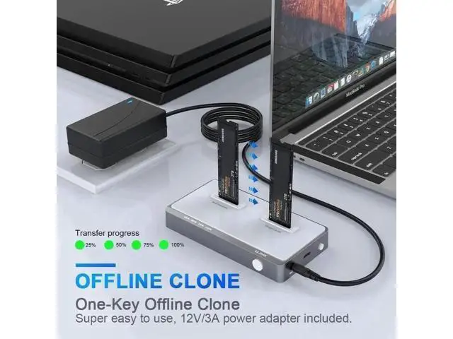 Alt view image 4 of 7 - Tool-Free Dual-Bay M.2 NVMe SSD Docking Station, 10Gbps Offline Clone Duplicator, USB-C Connection, Supports M Key PCIe 2242/2260/2280/22110 M.2 SSD