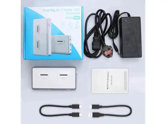 Alt view image 5 of 7 - Tool-Free Dual-Bay M.2 NVMe SSD Docking Station, 10Gbps Offline Clone Duplicator, USB-C Connection, Supports M Key PCIe 2242/2260/2280/22110 M.2 SSD