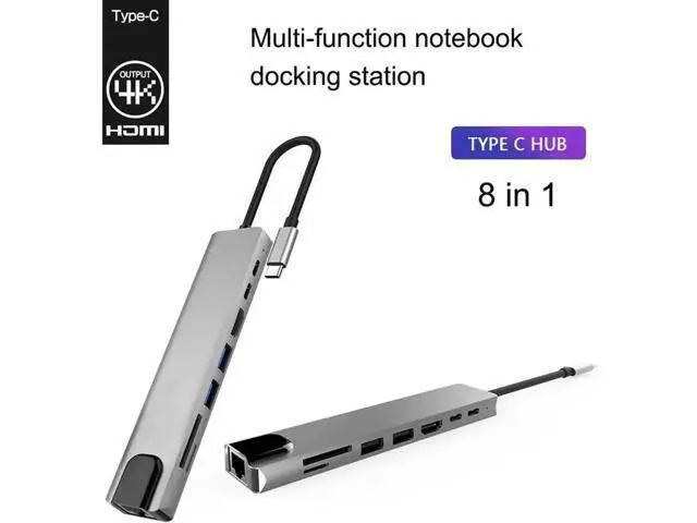 Alt view image 3 of 7 - 8 in 1 USB C Multiport Hub, Type C Adapter with 87W PD Charging, 4K@30Hz HDMI, Gigabit RJ45 Ethernet, USB 3.0 Port, SD & TF Card Reader for Windows, MacBook and All USB-C Laptops