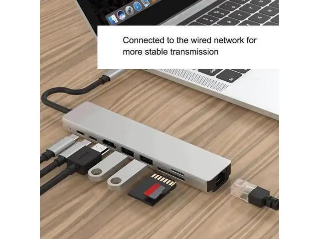 Alt view image 4 of 7 - 8 in 1 USB C Multiport Hub, Type C Adapter with 87W PD Charging, 4K@30Hz HDMI, Gigabit RJ45 Ethernet, USB 3.0 Port, SD & TF Card Reader for Windows, MacBook and All USB-C Laptops