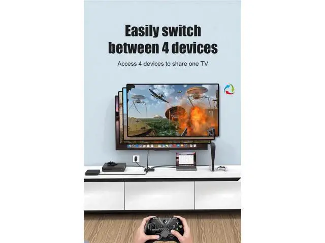 Alt view image 7 of 7 - 4 in 1 Out Directional HDMI 2.1 Switch with IR Remote, Ultra HD 8K 48Gbps High Speed HDMI Switcher Converter, Supports 8K@60Hz, 4K@120Hz, HDR, HDCP 2.3, VRR, ALLM