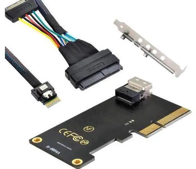 Main image of PCIe 3.0 4.0 SFF-8654 Slimline SAS Adapter Card with SFF-8639 U.2 NVMe Cable, PCIe x4 to SlimSAS Converter for Desktop & Server Motherboard U.2 SSD Storage Expansion