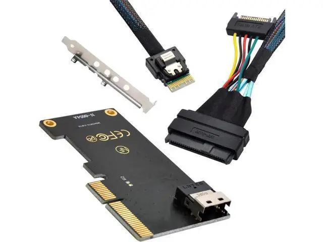 Alt view image 3 of 3 - PCIe 3.0 4.0 SFF-8654 Slimline SAS Adapter Card with SFF-8639 U.2 NVMe Cable, PCIe x4 to SlimSAS Converter for Desktop & Server Motherboard U.2 SSD Storage Expansion