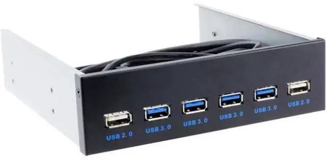 Main image of 5.25 Inch Metal Bracket Front Panel 6-Port USB Hub, 4 USB 3.0 + 2 USB 2.0 Internal Optical Drive Bay Expansion Adapter with Motherboard 20Pin Splitter Cable for Desktop PC Chassis