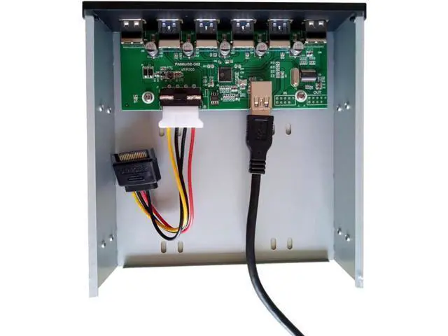 Alt view image 5 of 5 - 5.25 Inch Metal Bracket Front Panel 6-Port USB Hub, 4 USB 3.0 + 2 USB 2.0 Internal Optical Drive Bay Expansion Adapter with Motherboard 20Pin Splitter Cable for Desktop PC Chassis