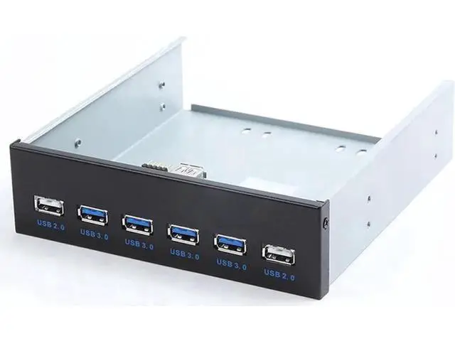 Alt view image 4 of 5 - 5.25 Inch Metal Bracket Front Panel 6-Port USB Hub, 4 USB 3.0 + 2 USB 2.0 Internal Optical Drive Bay Expansion Adapter with Motherboard 20Pin Splitter Cable for Desktop PC Chassis