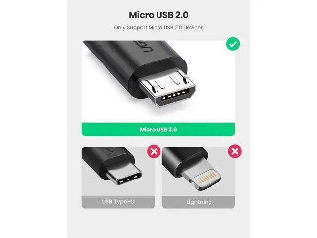 Alt view image 6 of 7 - UGREEN 4 Inch Black Micro USB 2.0 OTG Cable, Micro USB Male to USB-A Female OTG Adapter for Samsung S7/S6 Edge/S4/S3, LG G4, Android Phones & Tablets