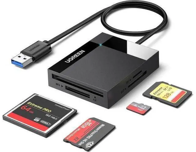 Main image of UGREEN USB 3.0 SD Card Reader Hub Adapter, 5Gbps Speed Simultaneously Read 4 Cards, Supports CF CFI TF SDXC SDHC SD MMC Micro SDXC Micro SDHC MS UHS-I Cards, Black