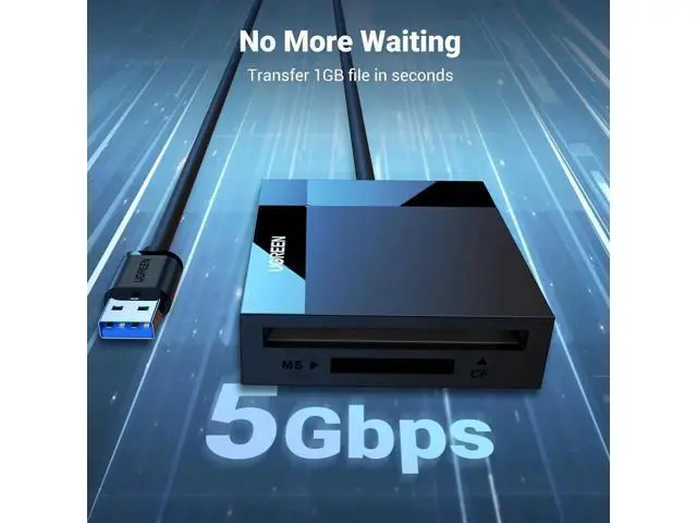 Alt view image 6 of 7 - UGREEN USB 3.0 SD Card Reader Hub Adapter, 5Gbps Speed Simultaneously Read 4 Cards, Supports CF CFI TF SDXC SDHC SD MMC Micro SDXC Micro SDHC MS UHS-I Cards, Black