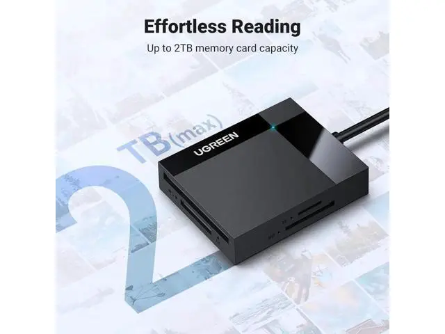 Alt view image 4 of 7 - UGREEN USB 3.0 SD Card Reader Hub Adapter, 5Gbps Speed Simultaneously Read 4 Cards, Supports CF CFI TF SDXC SDHC SD MMC Micro SDXC Micro SDHC MS UHS-I Cards, Black