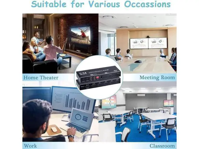 Alt view image 3 of 7 - 4x2 HDMI Matrix Switch 4 in 2 Out Model OZJ1 with IR Remote, Supports 4K, 1080P, 3D, RGB 8:8:8, Dolby Atmos, Dual SPDIF & Dual 3.5mm L/R Audio Outputs, Customizable EDID Management