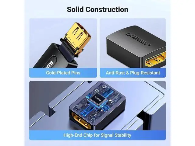 Alt view image 7 of 7 - 2 Pack UGREEN HDMI 2.0 Female to Female Coupler, 4K@60Hz 3D HDMI Extension Connector for HDTV Roku TV Stick Chromecast Switch 2 Xbox PS5 Laptop Projector